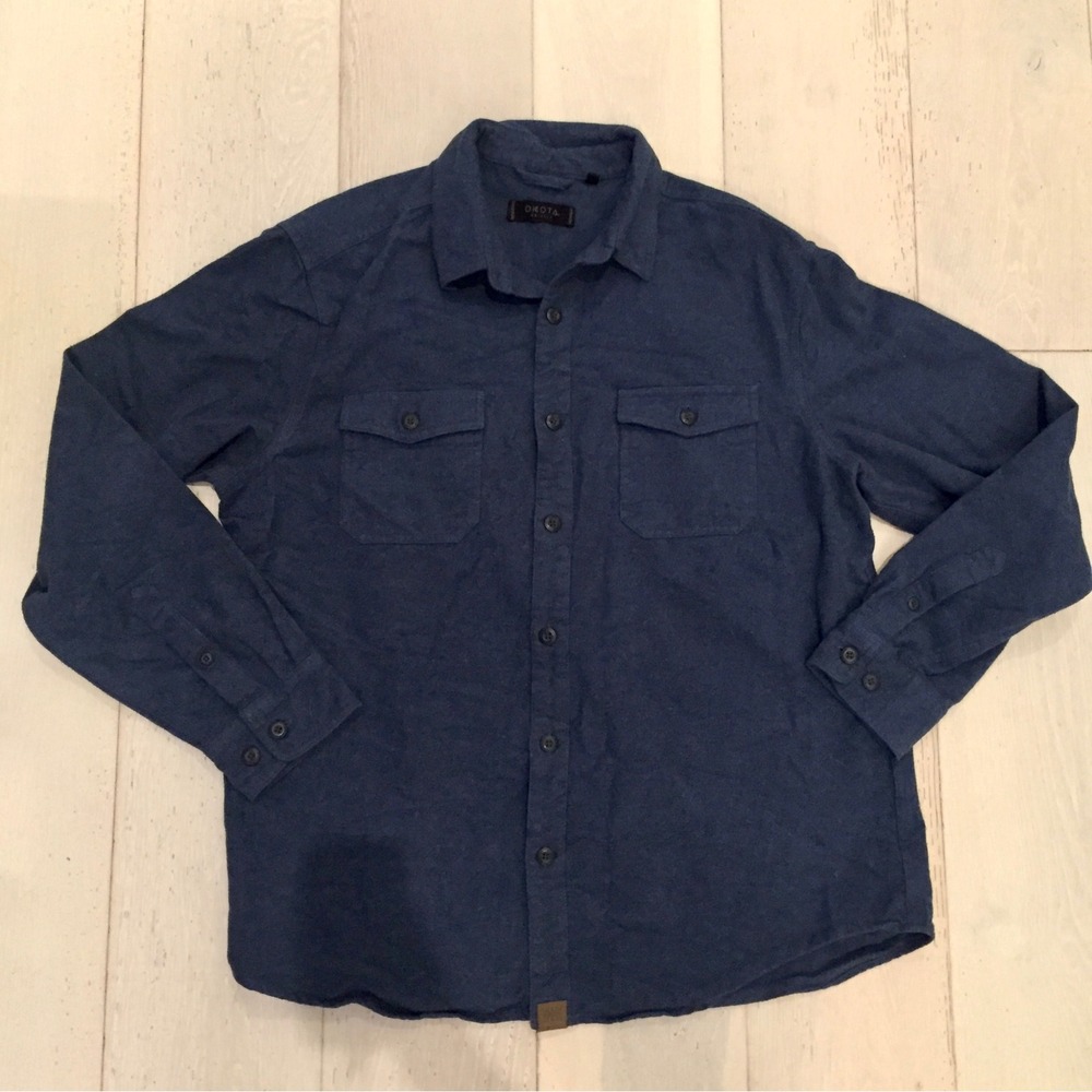 Dakota Grizzly Mens XL Blue Flannel Button Down Shirt Cotton Long Sleeve Solid